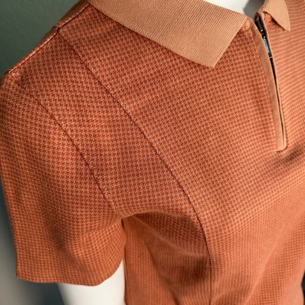 ABLE Jules Tennis Dress Baked Clay Quarter Zip Polo Cotton Jacquard Small - Picture 4 of 10